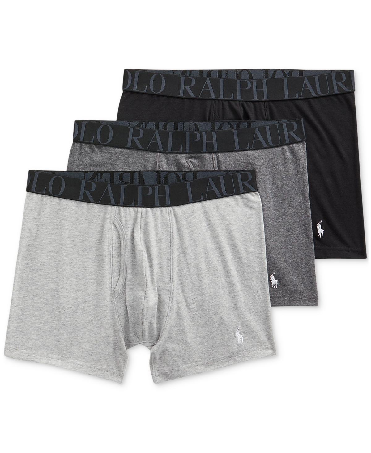 Shop Polo Ralph Lauren Men's 3-pack. Classic Stretch Boxer Briefs In Andover Heather,charcoal Heather,polo Bl