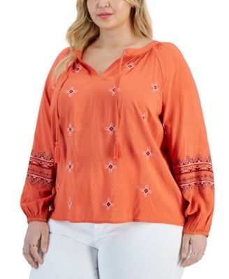 Multicolor Embroidered Split Neck Top