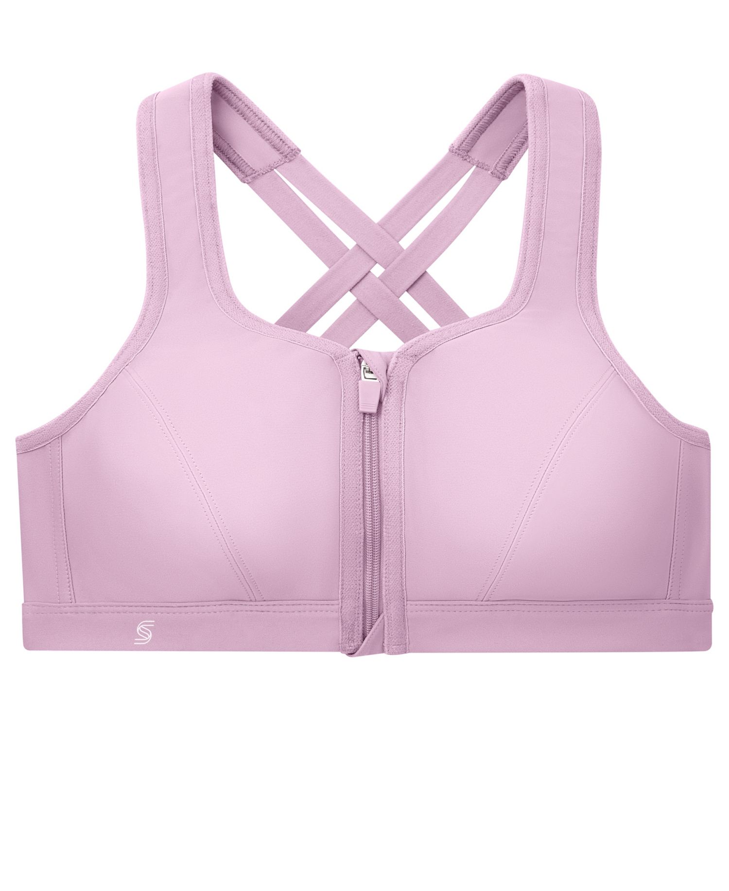 Plus Size Full Figure Zip Up Front Closure Sports Wirefree Bra 9266