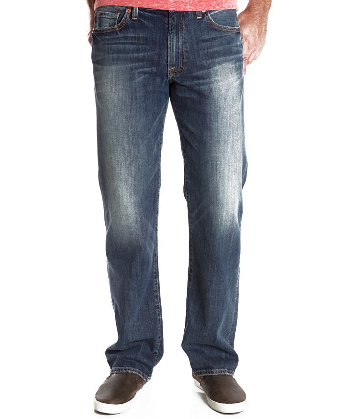 LUCKY BRAND Mens Navy Straight Fit Cotton Blend Denim Jeans 33 X 30 