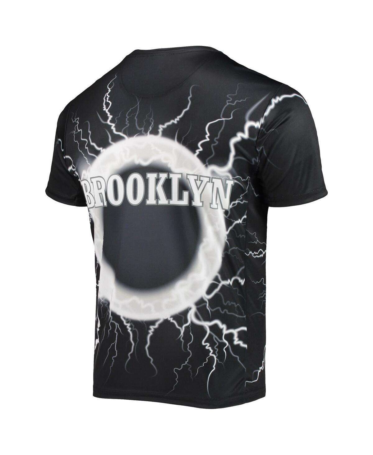 Shop Fisll Men's Black Brooklyn Nets Tornado Bolt T-shirt