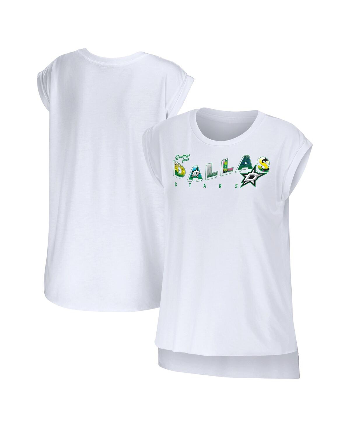 Shop Wear By Erin Andrews Women's  White Dallas Stars Greetings From Muscle T-shirt