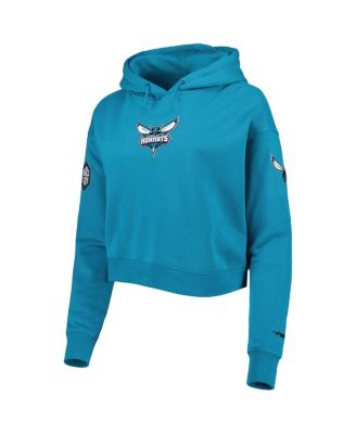 Women's Teal Charlotte Hornets Classic Fleece Cropped Pullover Hoodie