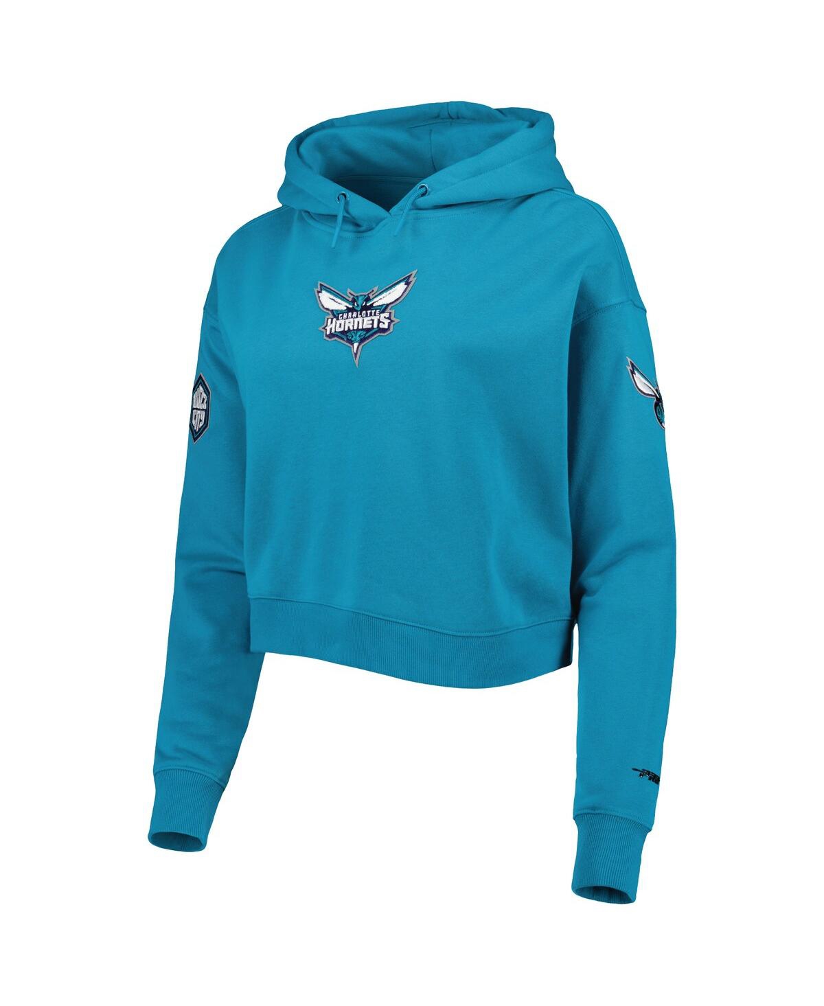 Shop Pro Standard Women's  Teal Charlotte Hornets Classic Fleece Cropped Pullover Hoodie