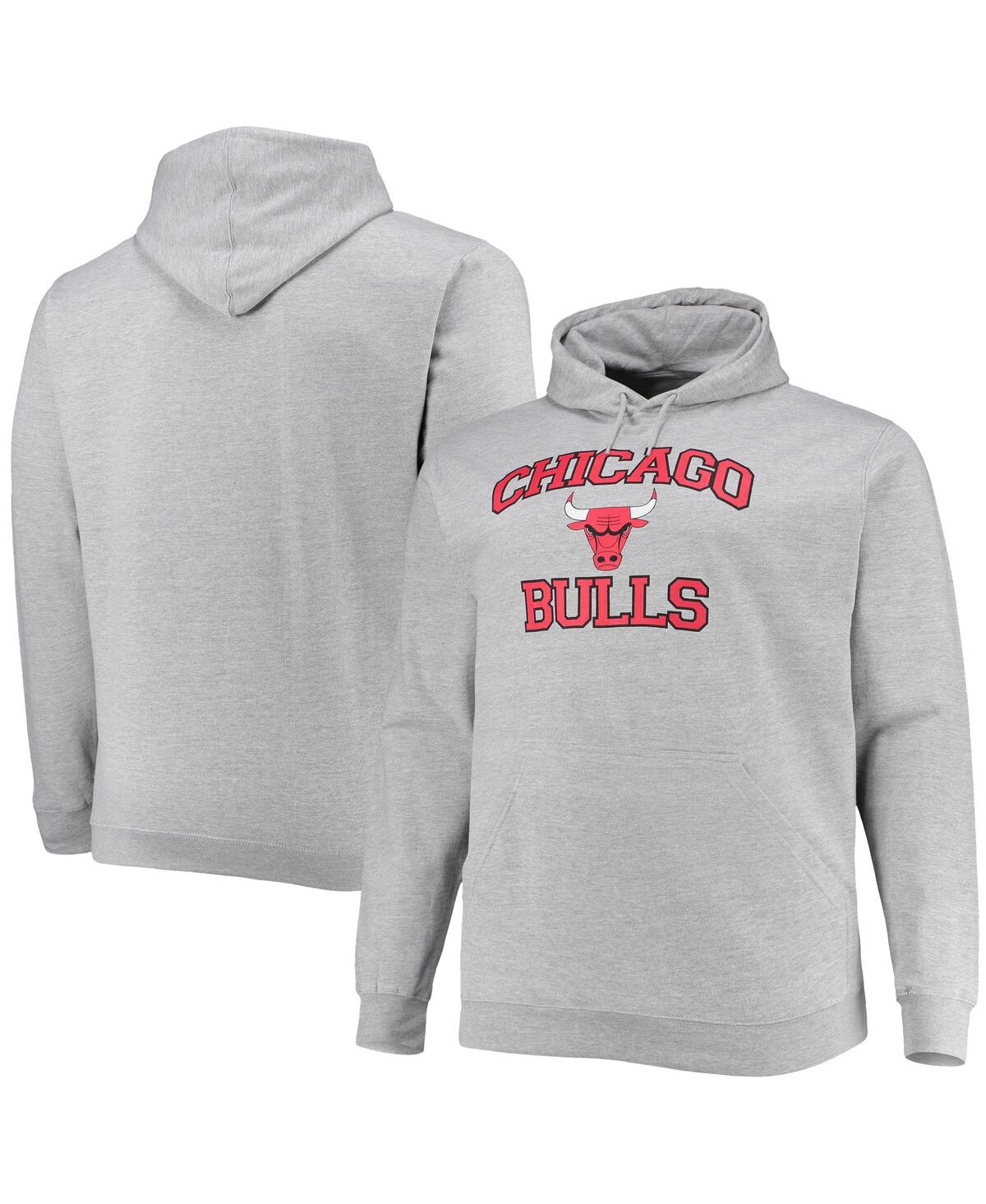 Shop Profile Men's Heathered Gray Chicago Bulls Big And Tall Heart And Soul Pullover Hoodie