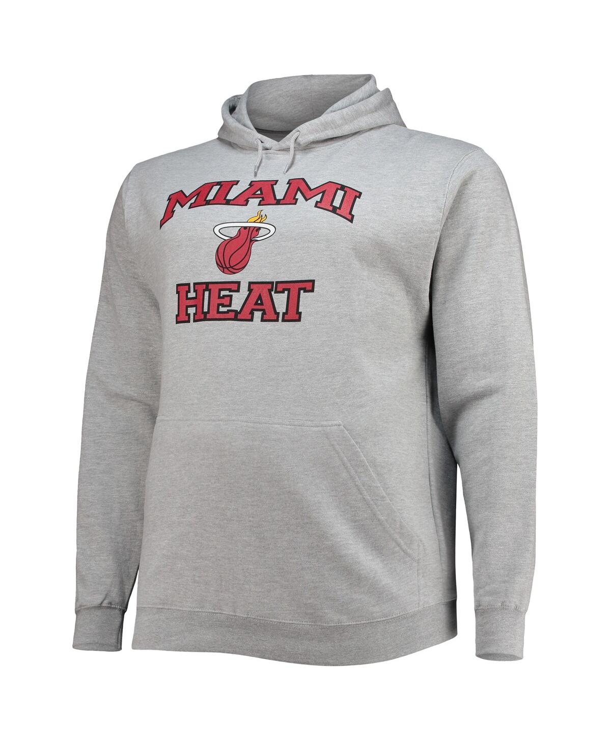 Profile Men's Heathered Gray Miami Heat Big And Tall Heart And Soul Pullover Hoodie In Heathered Gray