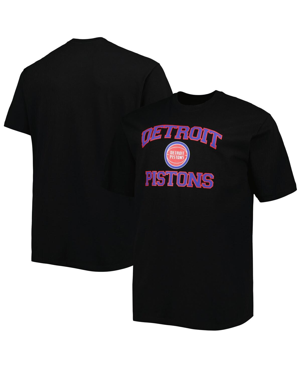 Profile Men's Black Detroit Pistons Big And Tall Heart And Soul T-shirt In Black