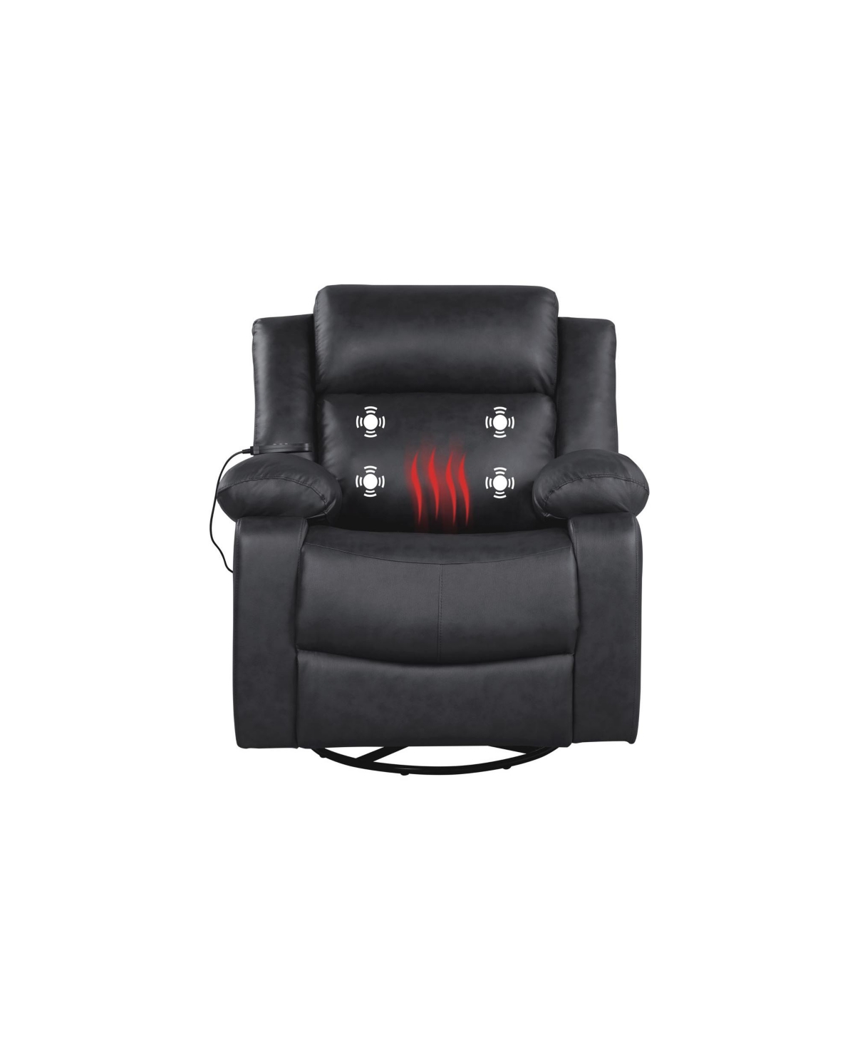 Lifestyle Solutions Relax A Lounger Max Manual Swivel Recliner With Heat And Massage In Black
