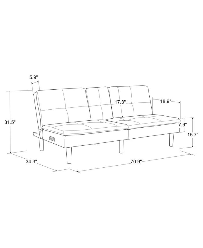 Lifestyle Solutions Serta Misa Convertible Futon with Power and USB