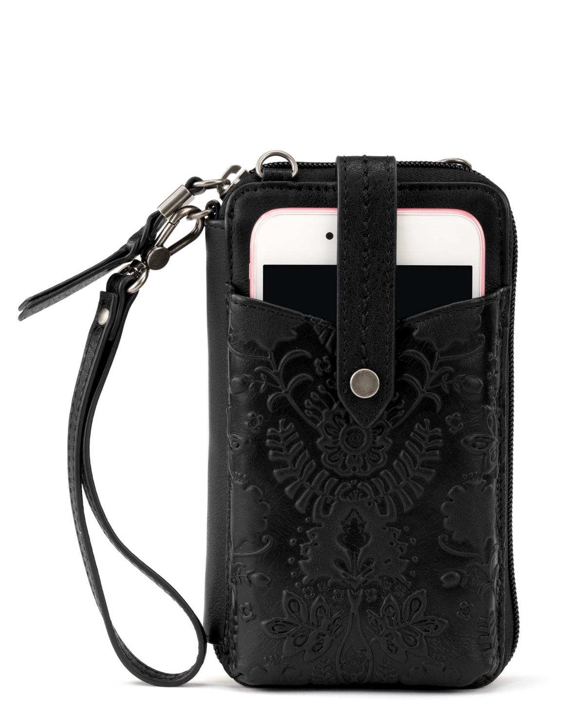 The Sak Women's Silverlake Smartphone Crossbody Handbag In Black Floral Embossed