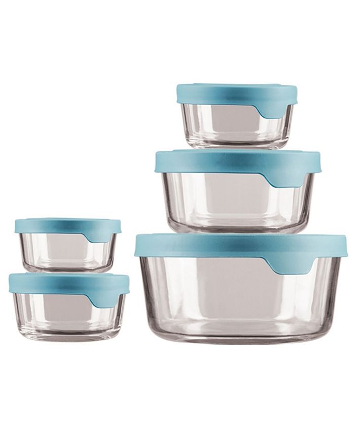 Anchor Hocking SnugFit 12 Piece Glass Food Storage Containers with Lids,  Mixed Blue