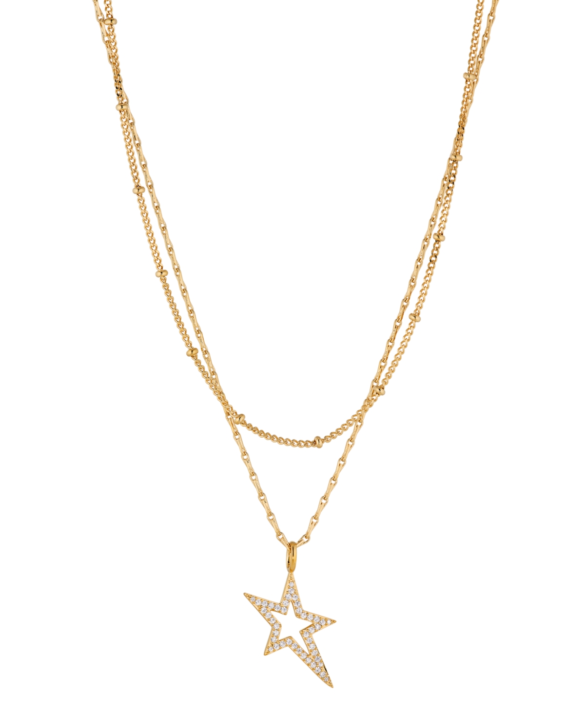 Ava Nadri Double Layered Star Necklace In 18k Gold Plated Brass