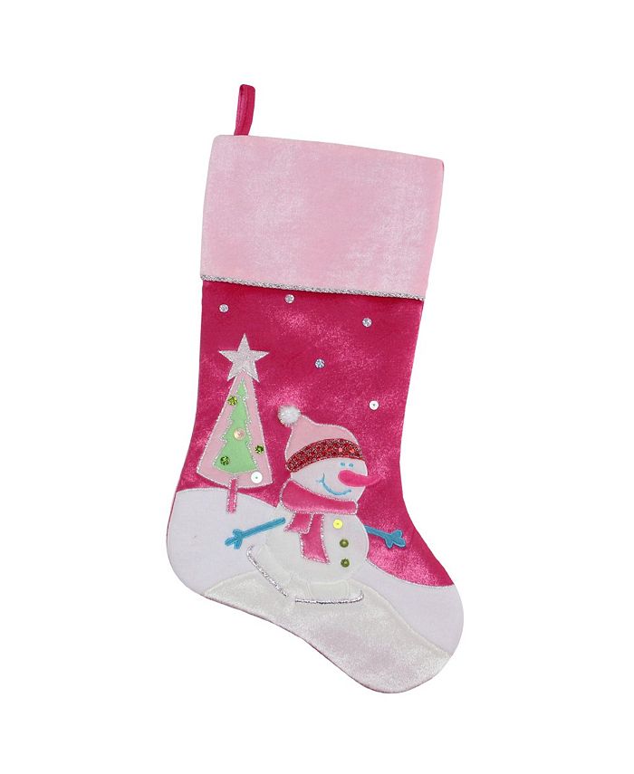 Northlight Embroidered Ice Skating Snowman and Christmas Tree Stocking ...