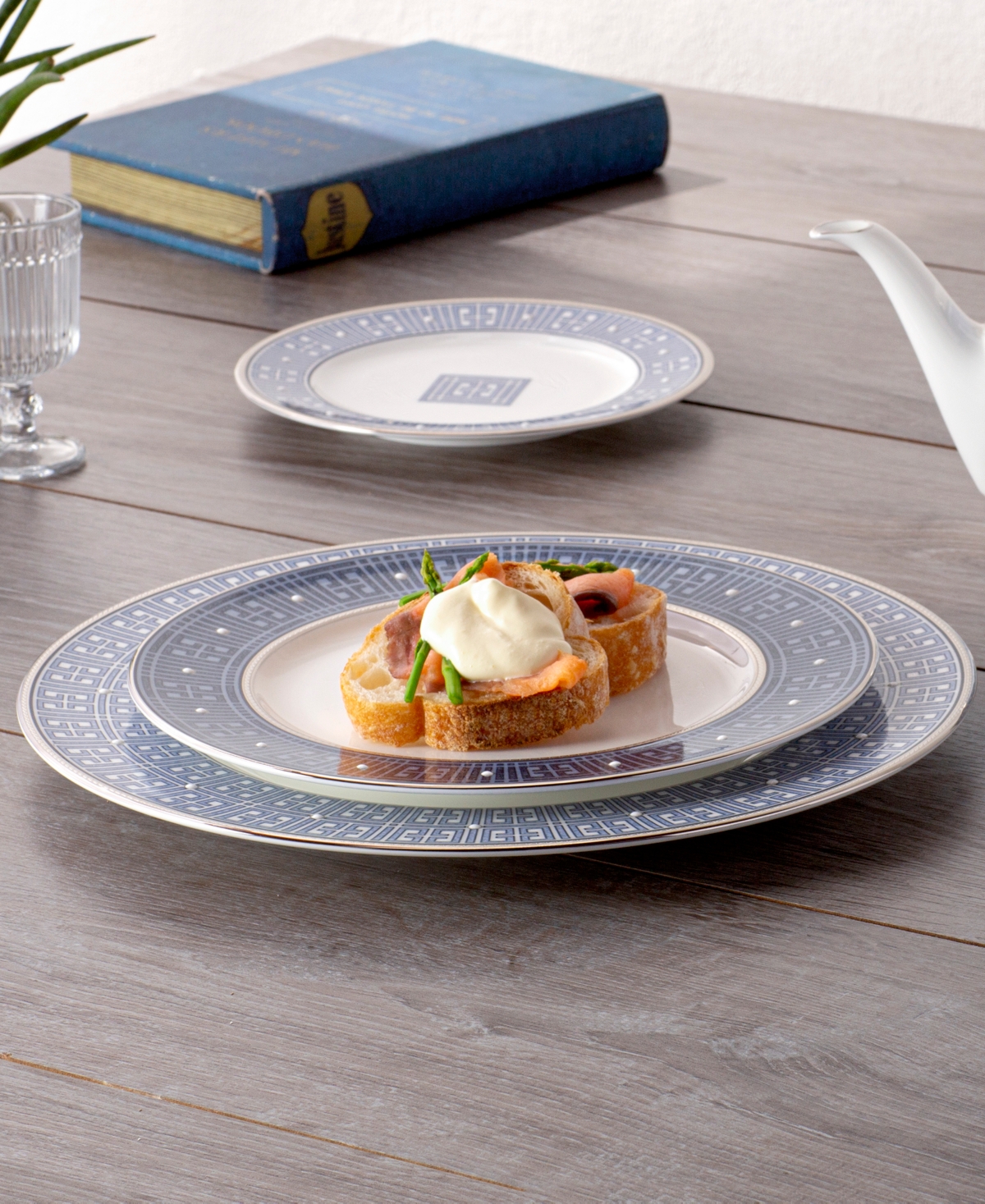 NORITAKE INFINITY BLUE 4 PIECE BREAD BUTTER/APPETIZER PLATE SET, SERVICE FOR 4 