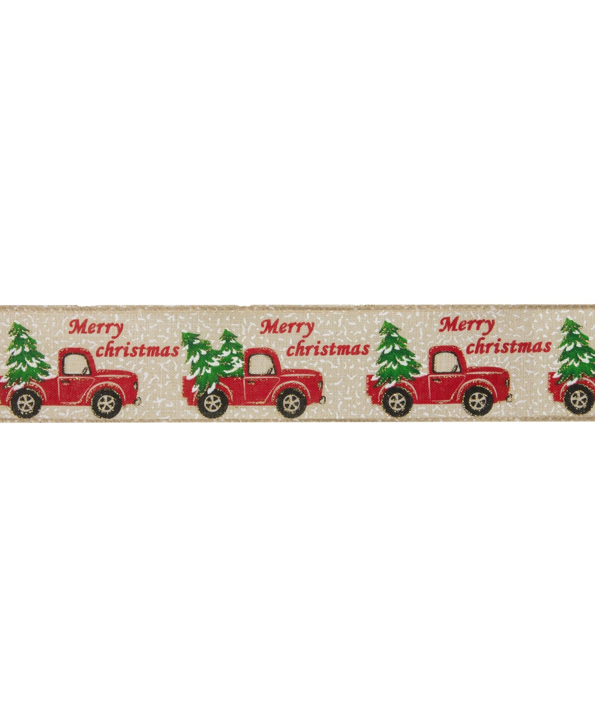 Northlight Vintage-like Trucks With Christmas Trees Wired Craft Ribbon, 2.5" X 16 Yards In Green