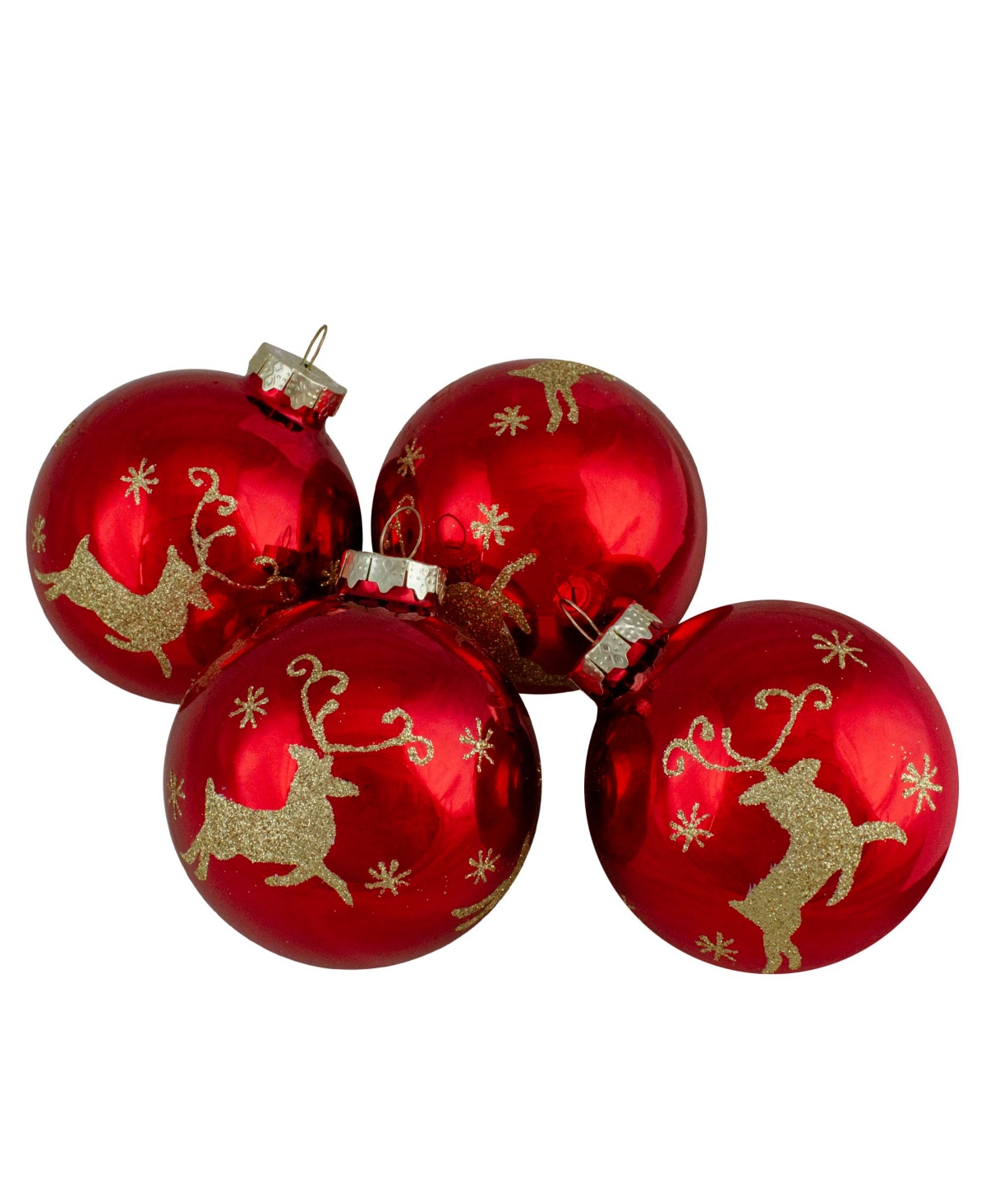 Northlight 3.25" Deer Glass Ball Christmas Ornaments 80mm, Set Of 4 In Red