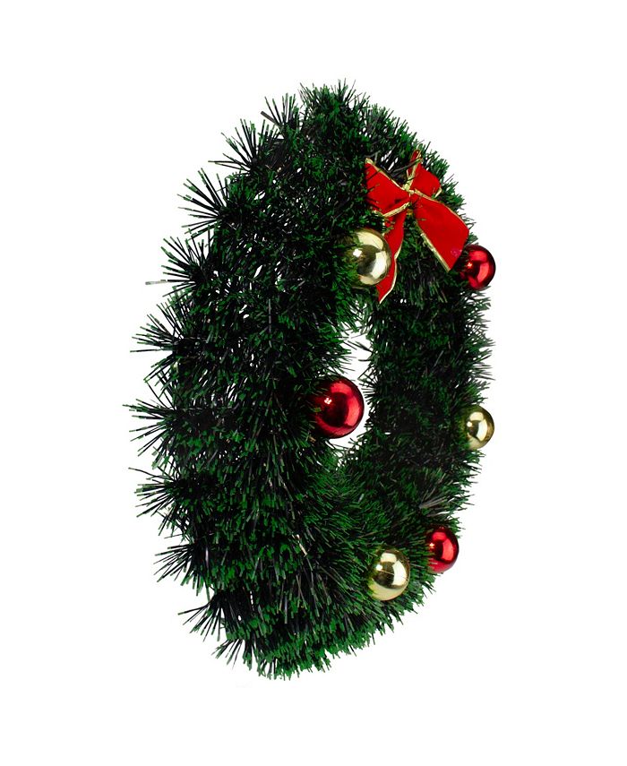 Northlight Tinsel Artificial Christmas Wreath With a Bow, 17" Macy's