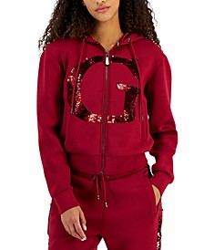 Daphne Embellished Zip-Front Hoodie Sweatshirt Jacket