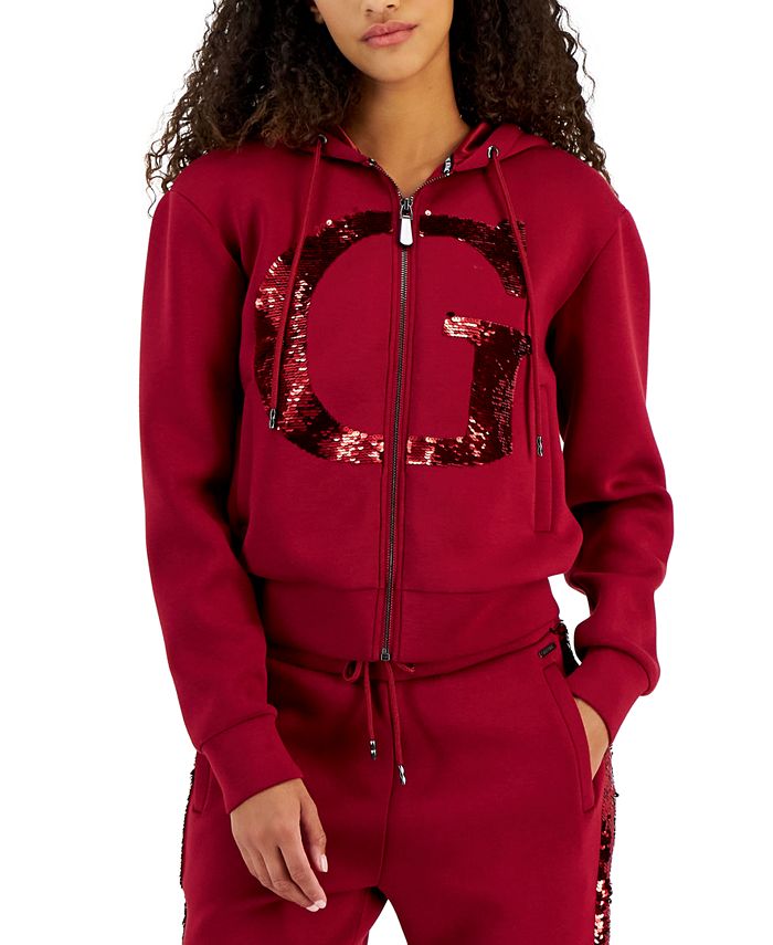 GUESS Daphne Embellished Zip-Front Hoodie Sweatshirt Jacket & Reviews -  Jackets & Blazers - Women - Macy's