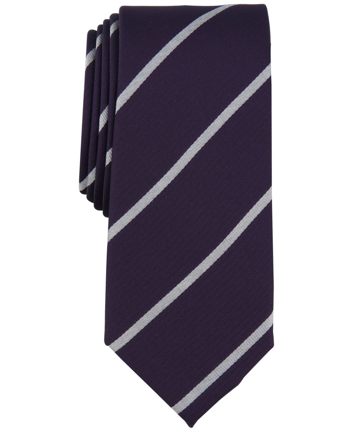 Shop Alfani Men's Tracey Stripe Tie, Created For Macy's In Plum