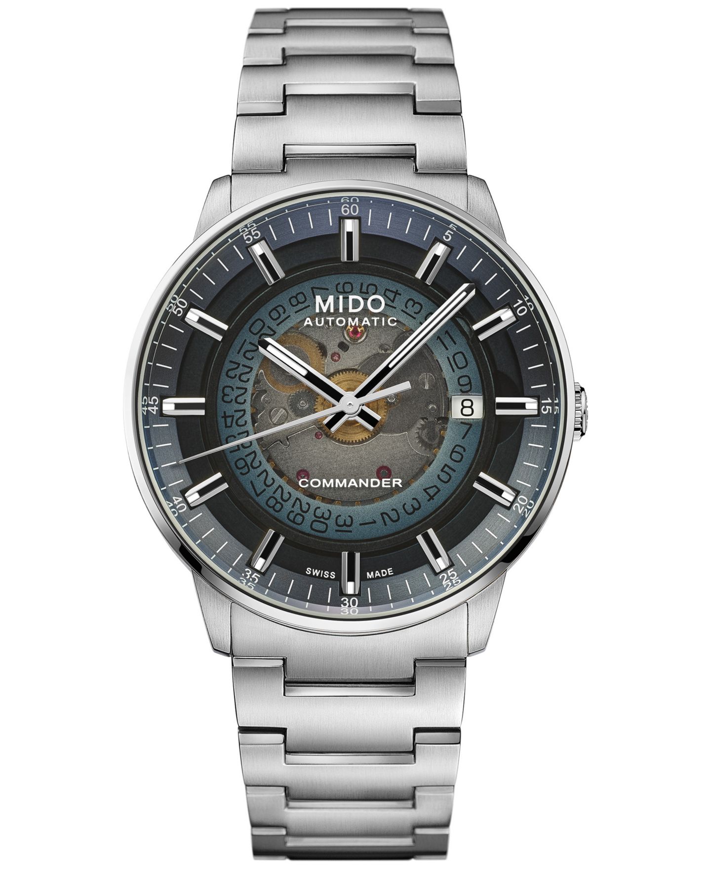 Мужские часы Mido Swiss Automatic Commander Stainless Steel Bracelet Watch 40mm — фото 1