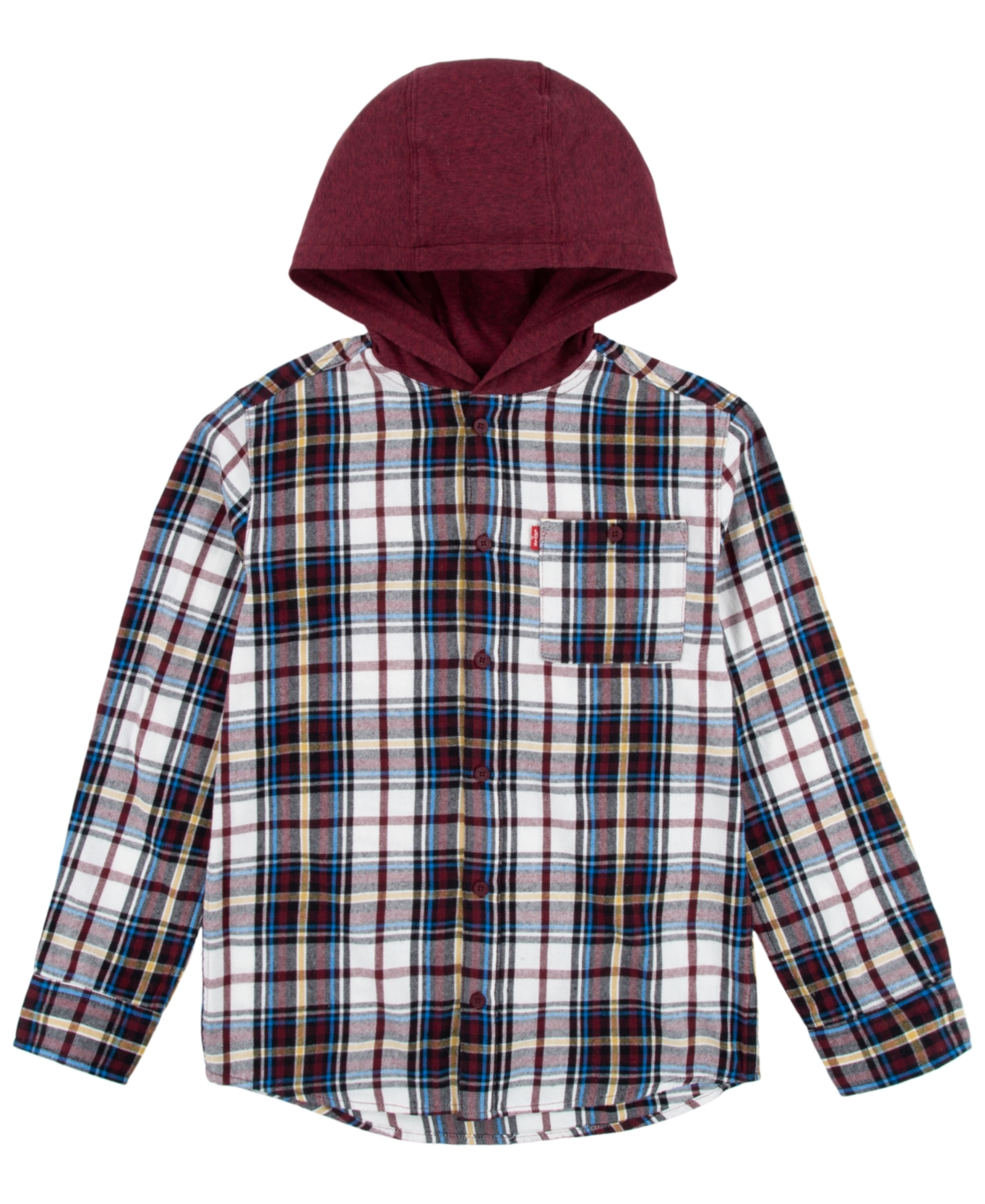 Levi's Toddler Boys Hooded Plaid Flannel Shirt