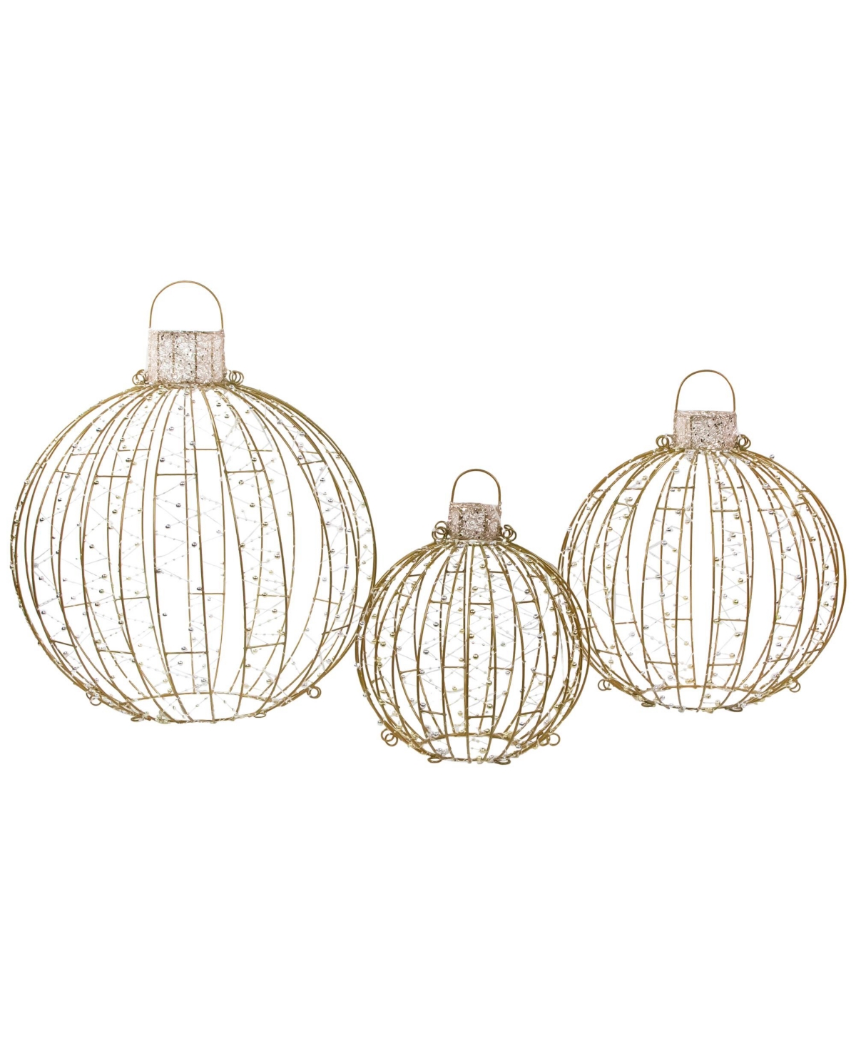 Northlight Led Lighted Ornaments Christmas Yard Decoration, Set Of 3 In Gold-tone