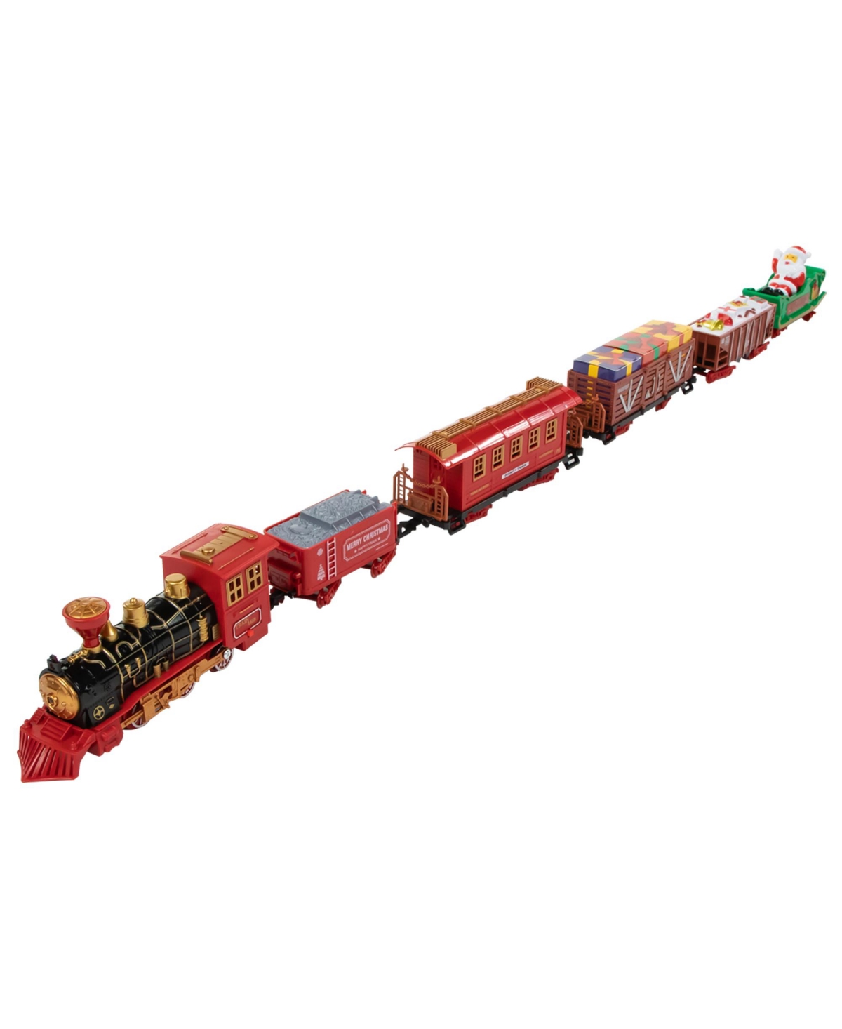 Northlight Battery Operated Lighted And Animated Christmas Train With Music And Sound Set, 22 Piece In Red