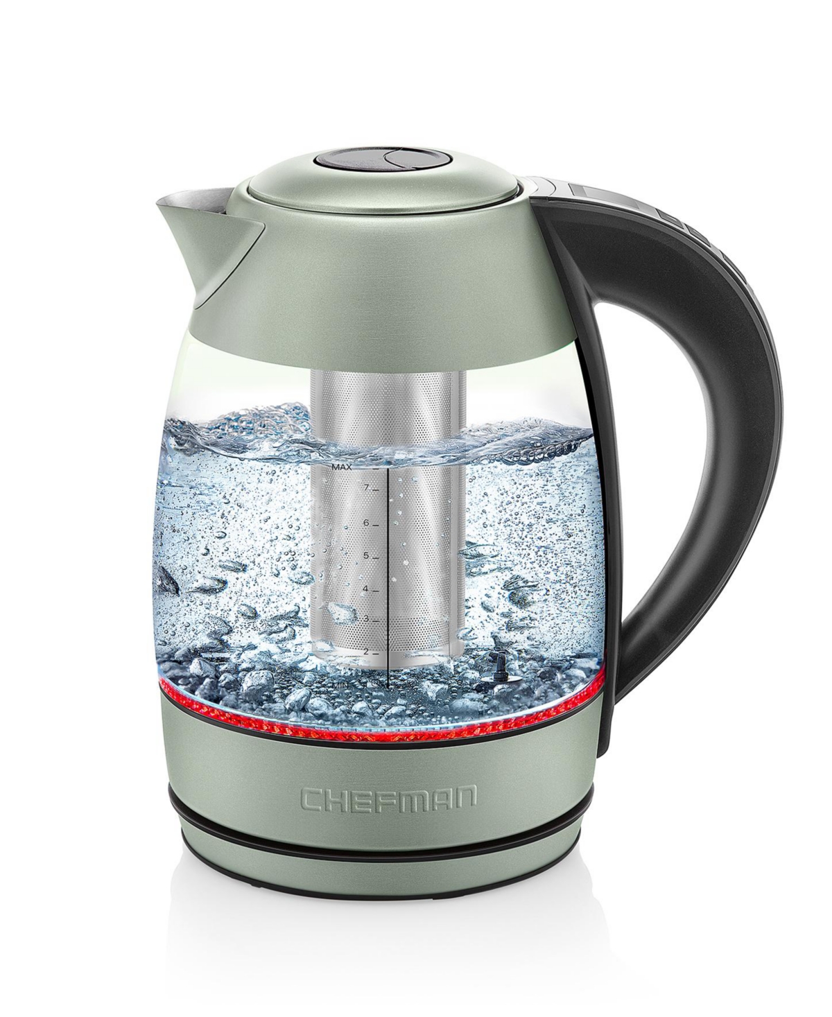 Chefman 1.7 Liter Glass Precision Control Electric Kettle In Green
