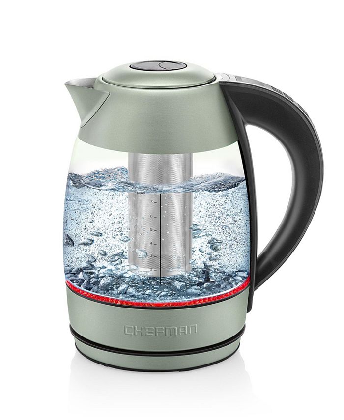 Chefman 7-Cup 1.7 Stainless Steel Glass Kettle with LED Boil