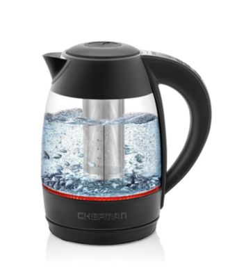 Chefman 1.7 Liter Glass Precision Control Electric Kettle + Tea Infuser ...