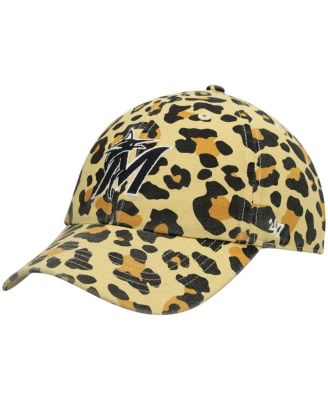 Women's Miami Marlins Tan Cheetah Clean Up Adjustable Hat