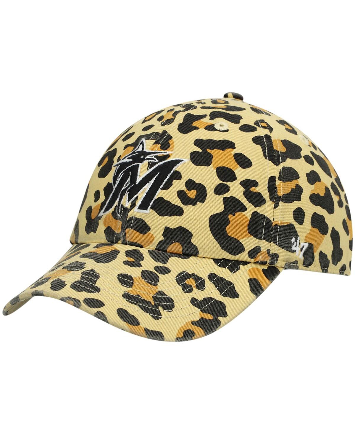 Shop 47 Brand Women's ' Miami Marlins Tan Cheetah Clean Up Adjustable Hat