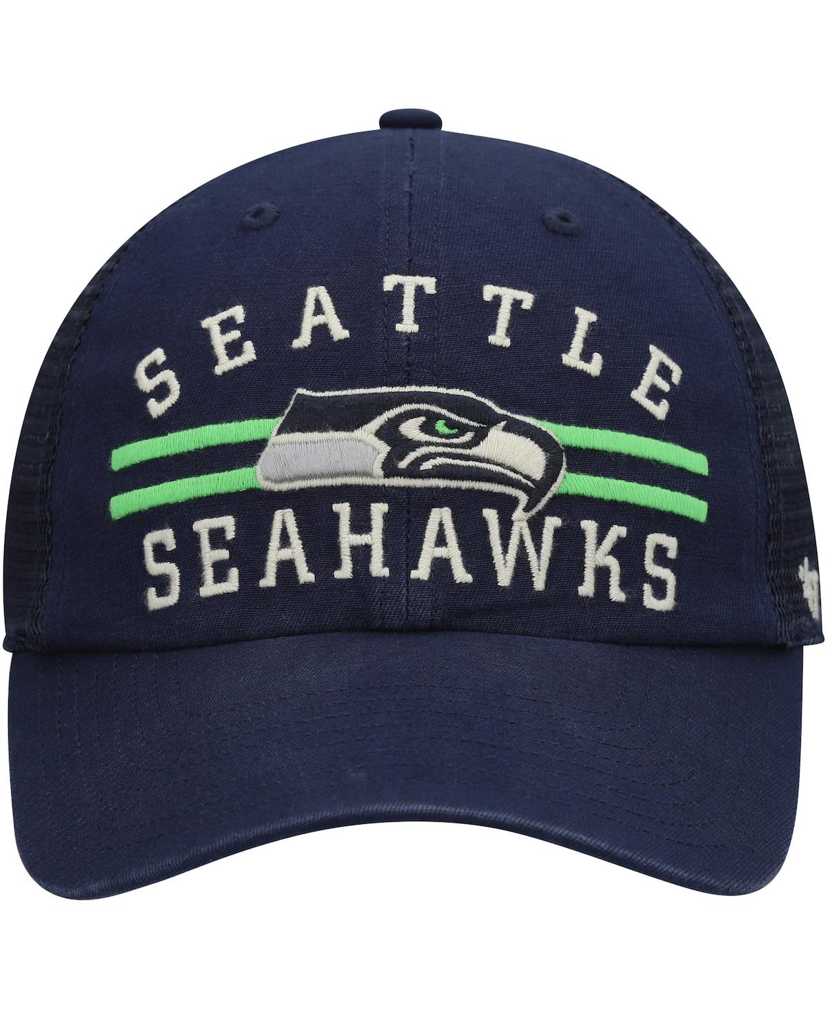 Shop 47 Brand Men's ' College Navy Seattle Seahawks Highpoint Trucker Clean Up Snapback Hat