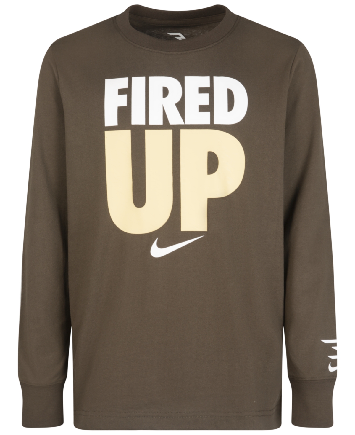 Nike 3brand By Russell Wilson Big Boys Fired Up Long Sleeve T-shirt In Canteen