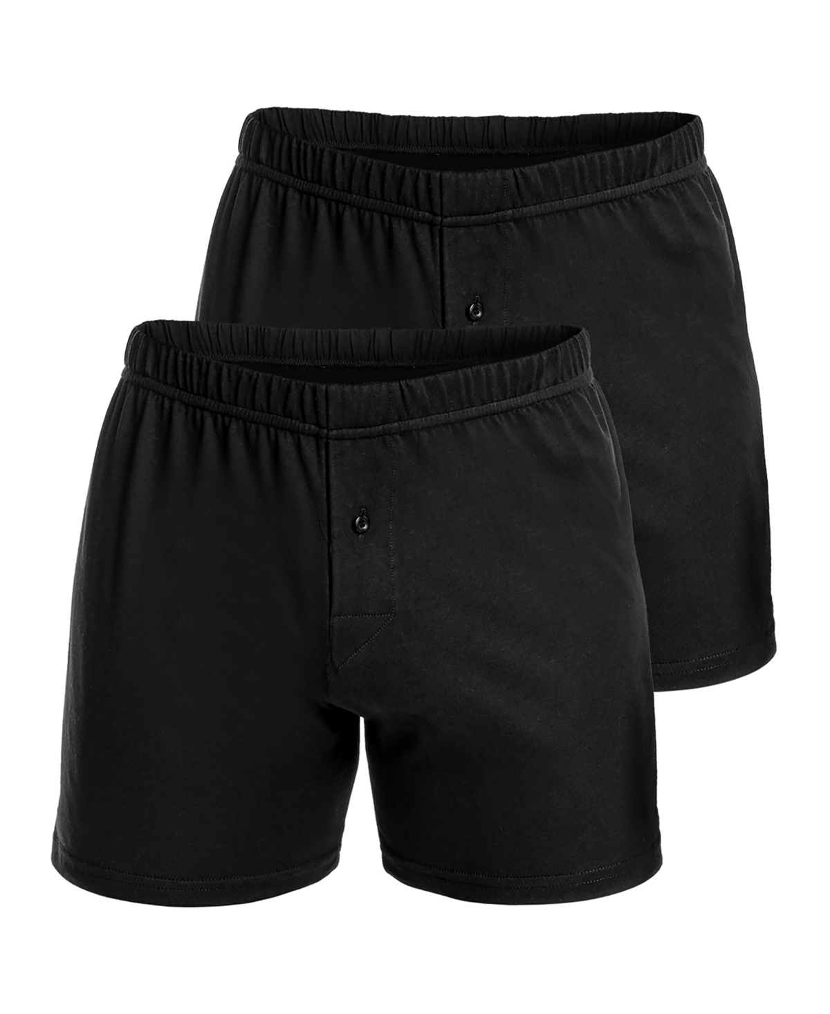 Men's Premium Cotton Knit Boxers, Pack of 2 - Black