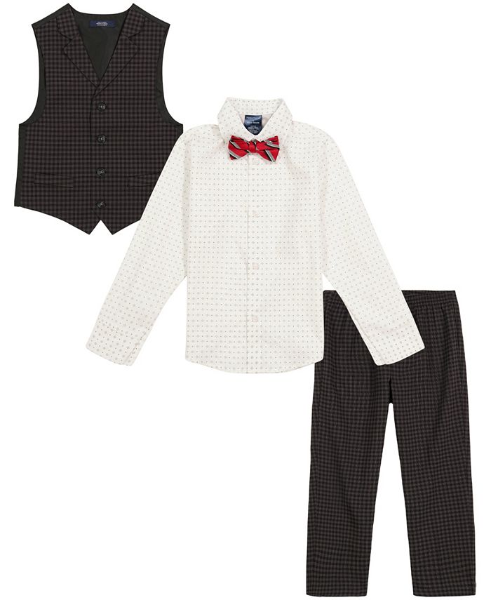 Nautica Little Boys Pin Dot Check Vest Set, 4 Piece Macy's