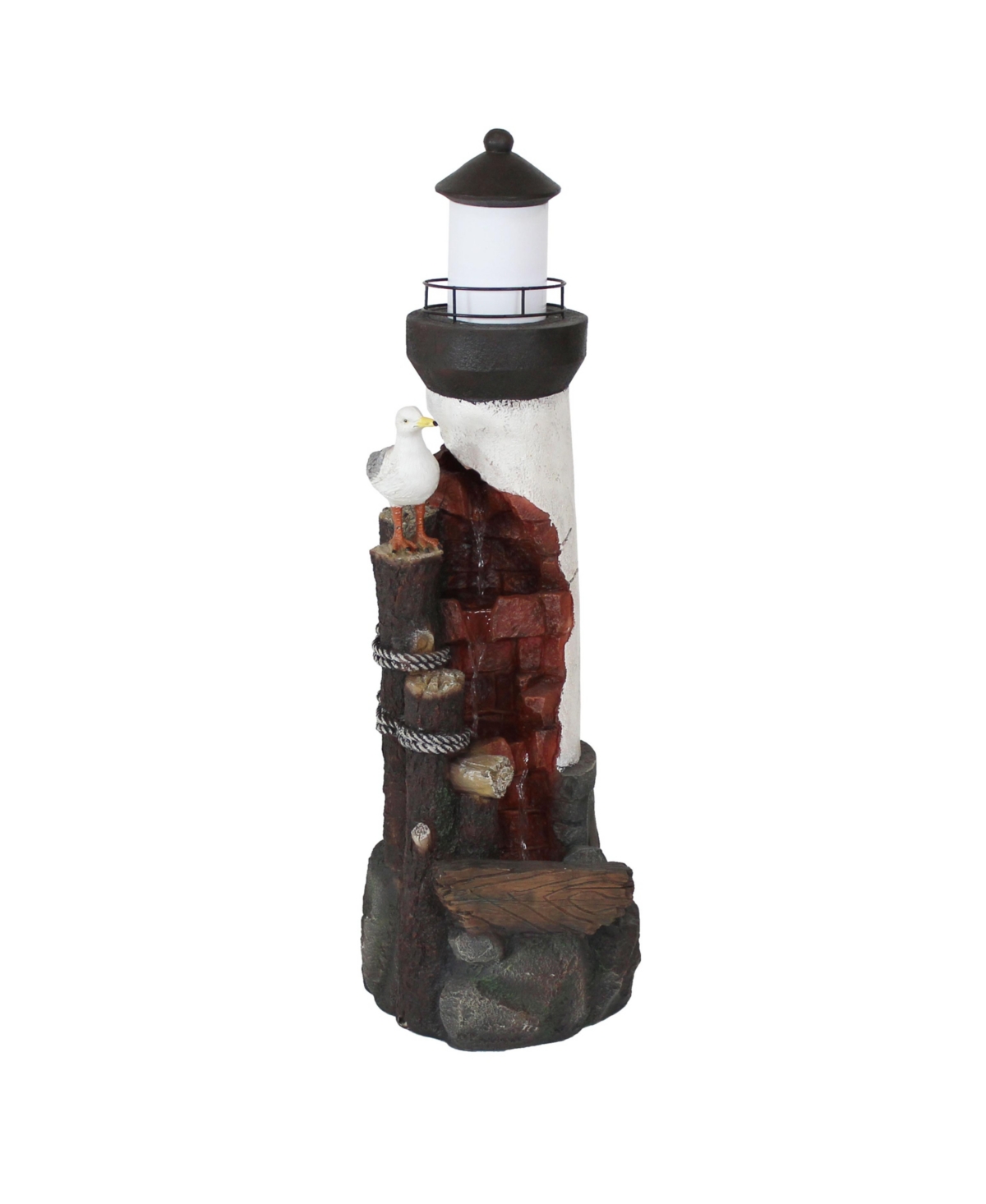 Sunnydaze Decor Gull's Cove Lighthouse Water Fountain with Led Lights -