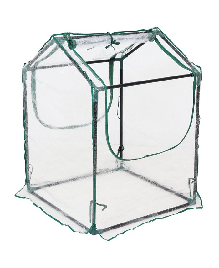 Sunnydaze Decor 2 x 2 ft Steel PVC Panel Mini Greenhouse with 2 Doors