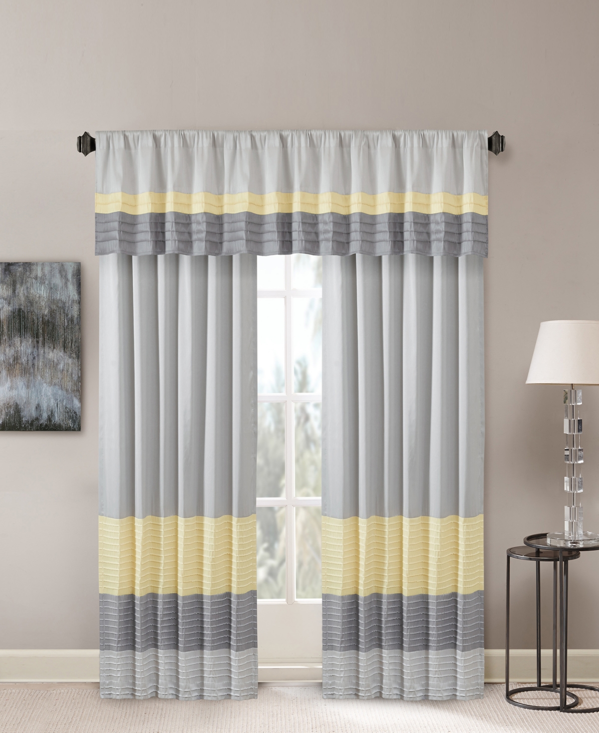 Amherst Polyoni Pintuck Curtain Panel, 50"W x 84"L - Grey