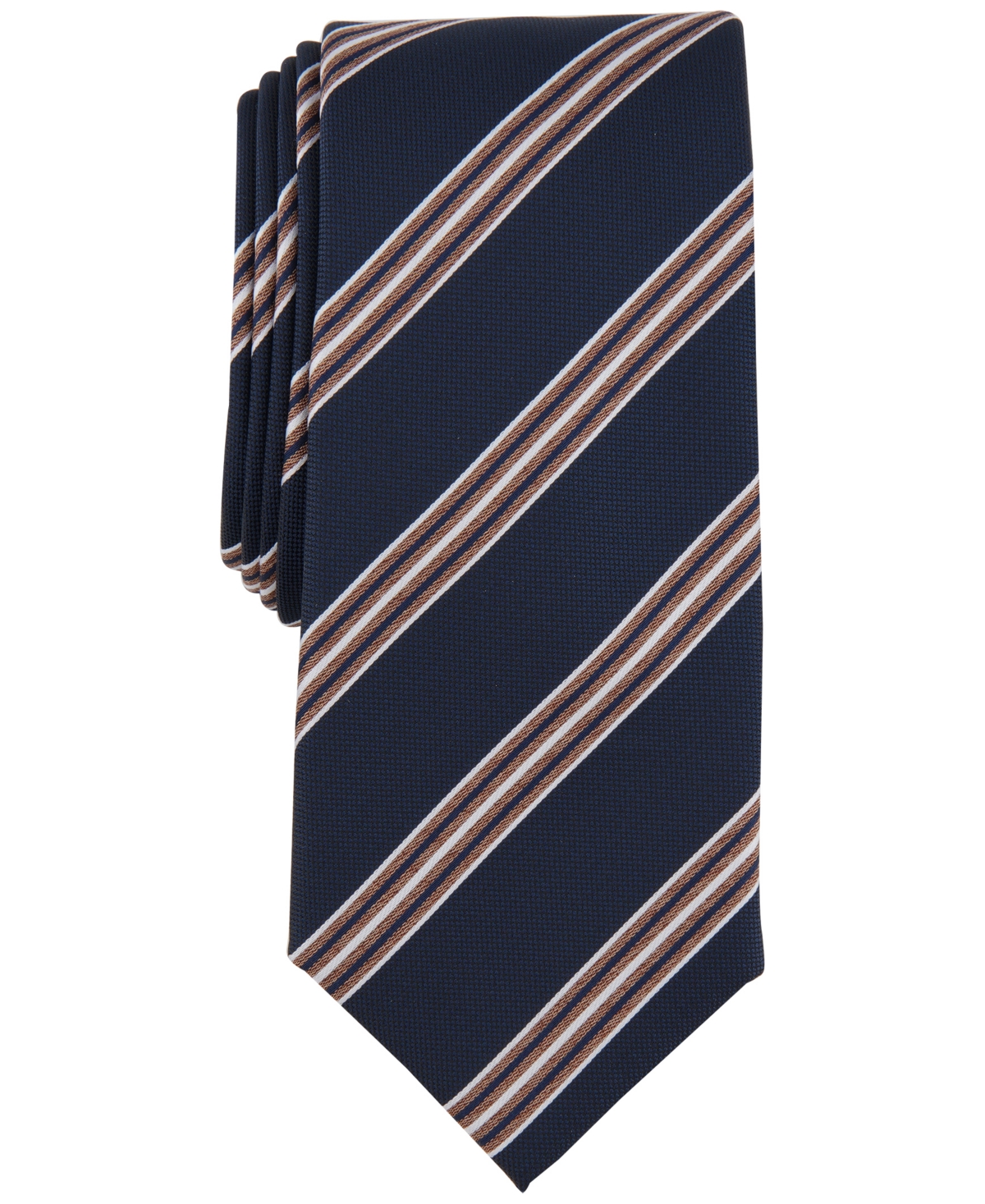 Shop Alfani Men's Delafield Stripe Tie, Created For Macy's In Cognac