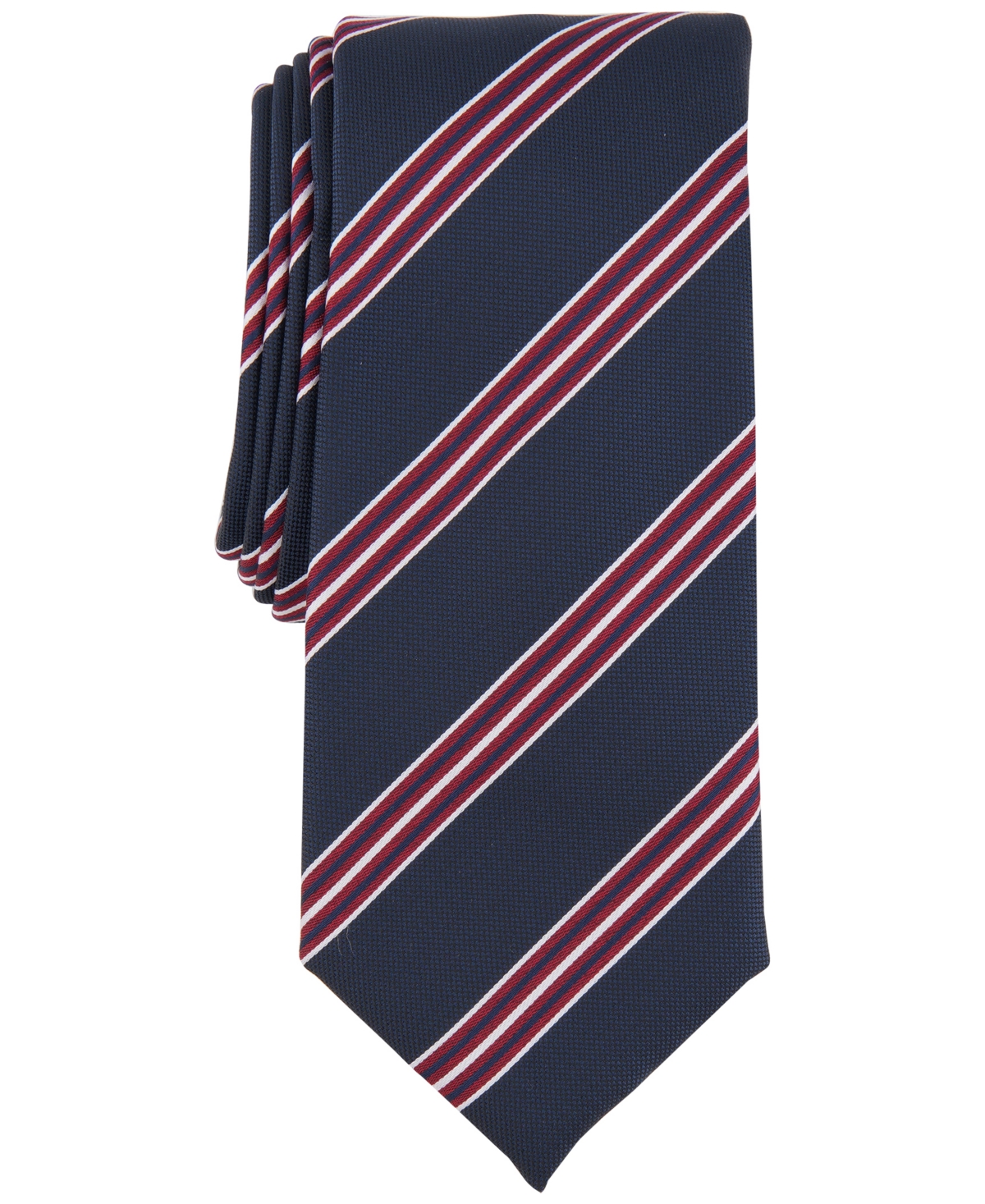 Shop Alfani Men's Delafield Stripe Tie, Created For Macy's In Burgundy