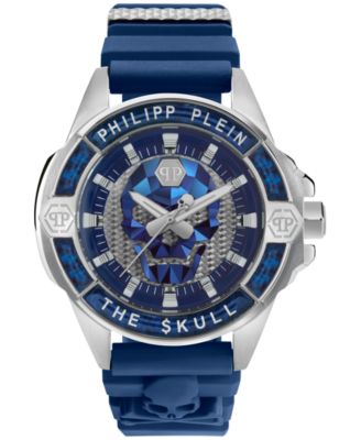 Philipp Plein - Men's The Skull Blue Silicone Strap Watch 44mm