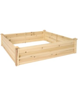 Square Wood Raised Garden Bed - Outdoor Elevated Planter Box for Flower, Vegetable, and Herb Gardening - 4  x 4 