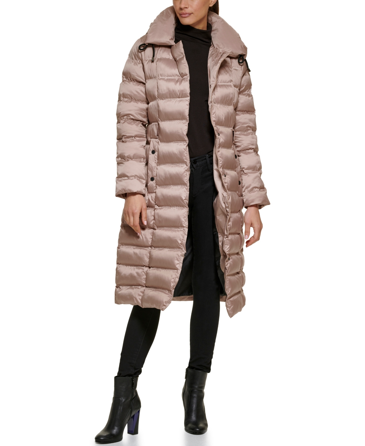 Kenneth Cole Women's Belted Hooded Puffer Coat