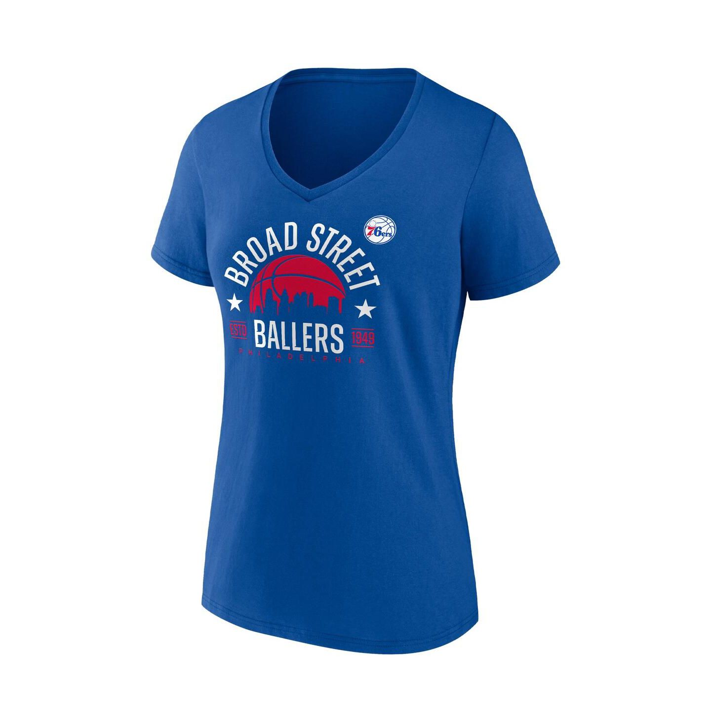 Женская футболка Fanatics Royal Philadelphia 76ers Hometown Collection Broad Street Ballers V-Neck — фото 3