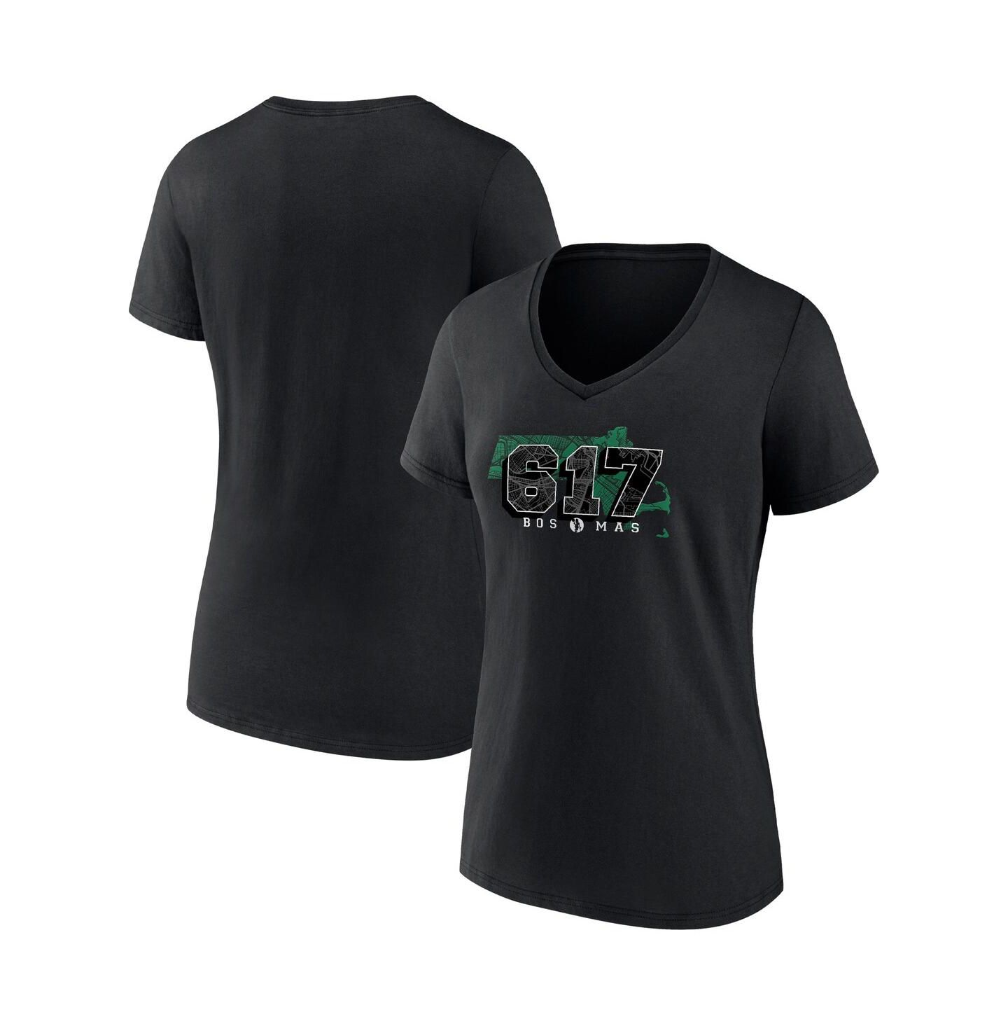 Женская футболка Fanatics Black Boston Celtics Hometown Collection 617 V-Neck — фото 1