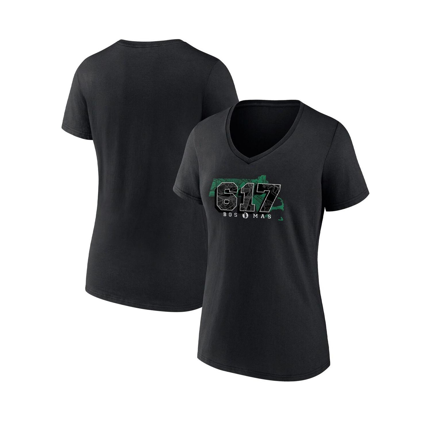Women's Black Boston Celtics Hometown Collection 617 V-Neck T-shirt