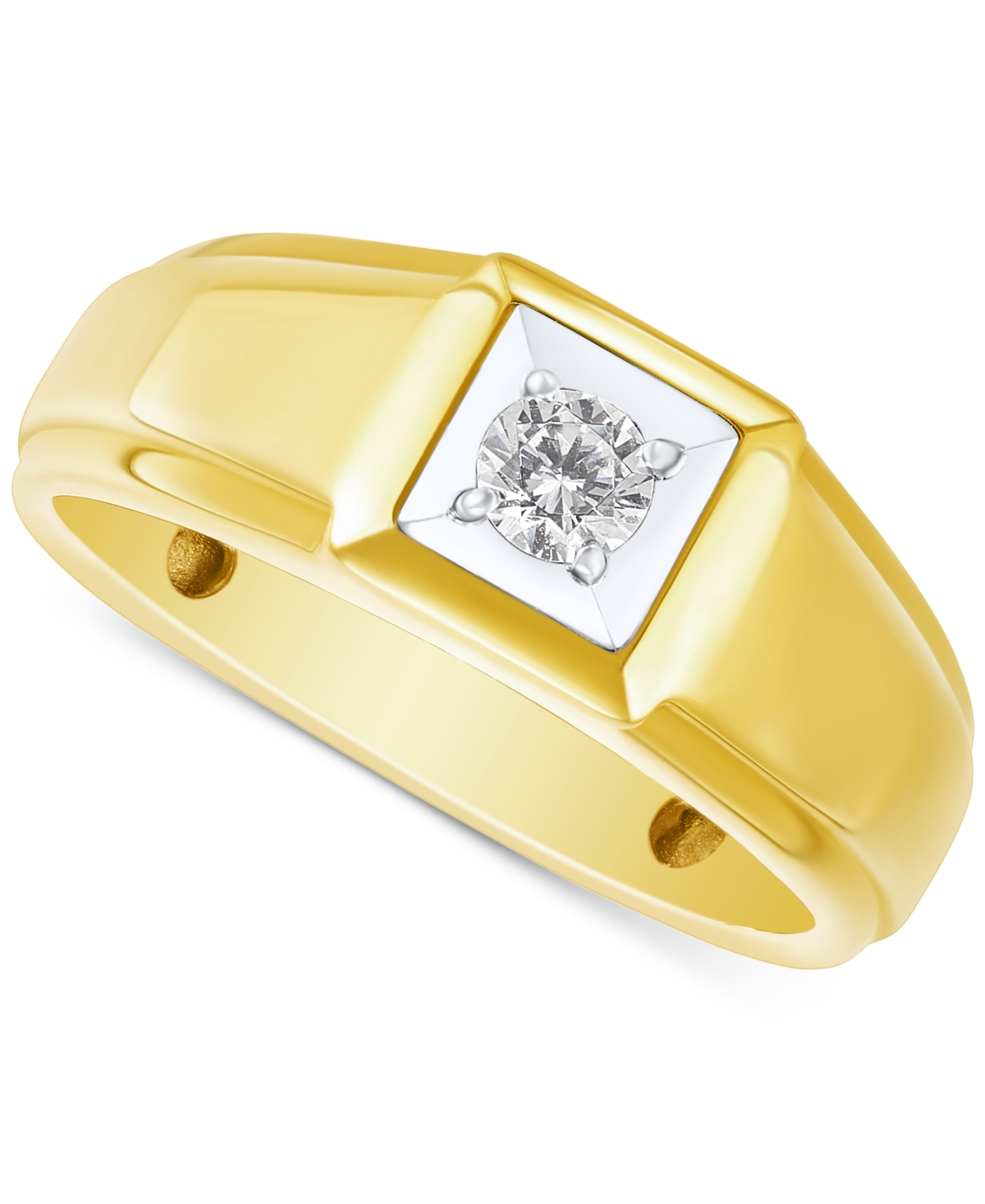 Men's Lab Grown Diamond Solitaire Ring (1/4 ct. t.w.) in 10k Gold & White Gold - Gold