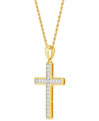 Men's Lab Grown Diamond Cross 22" Pendant Necklace (1 ct. t.w.) in 10k Gold & White Gold